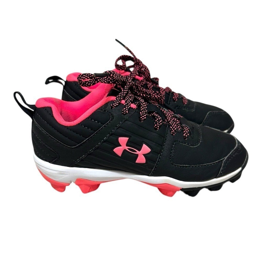 UA Youth Leadoff Girls Sz 13 Low Rim Cleats Baseball Soccer Softball Pink/Black